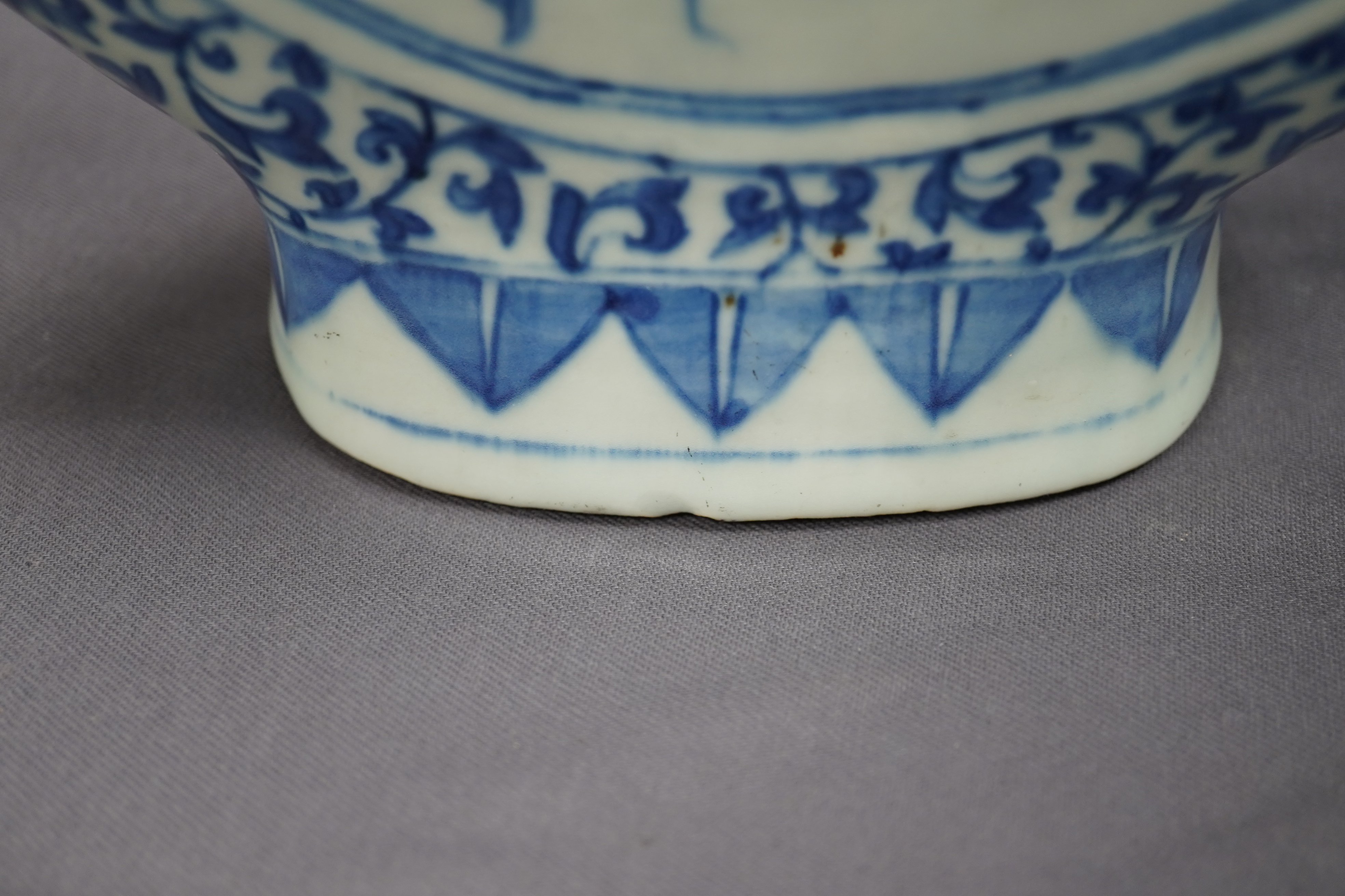 A large Chinese blue and white moonflask, bianhu, 19th century